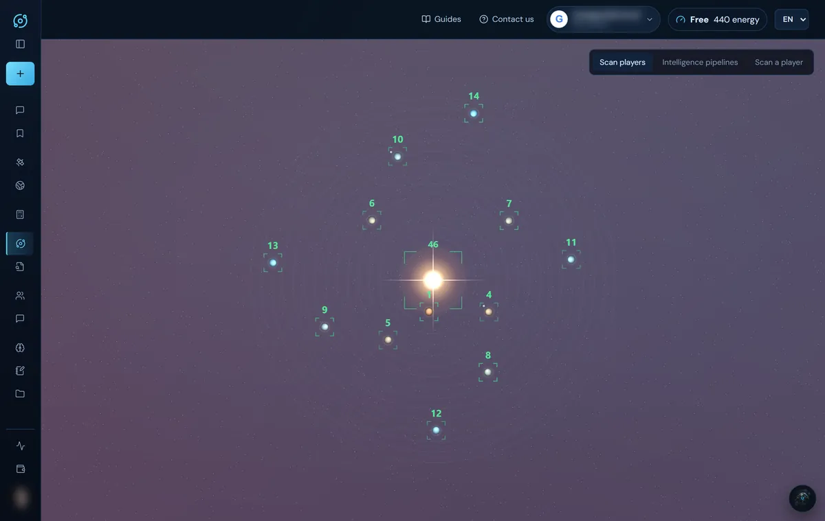 An open system with its planets numbered by position