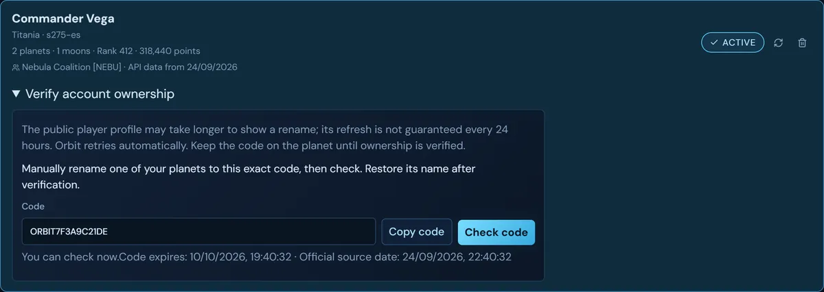 Pending verification: the code, Copy code and Check code